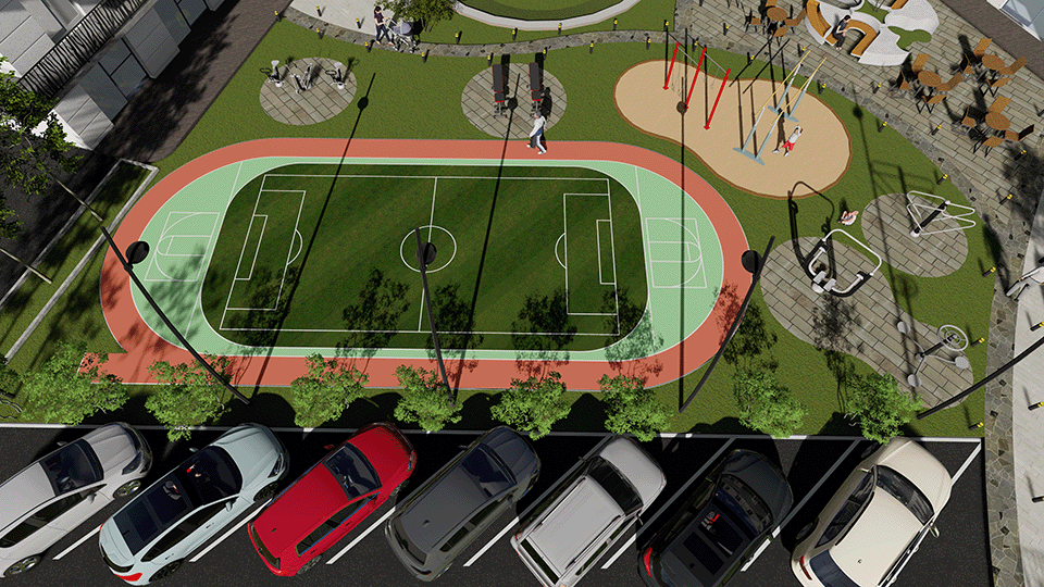 Piste de jogging et stade